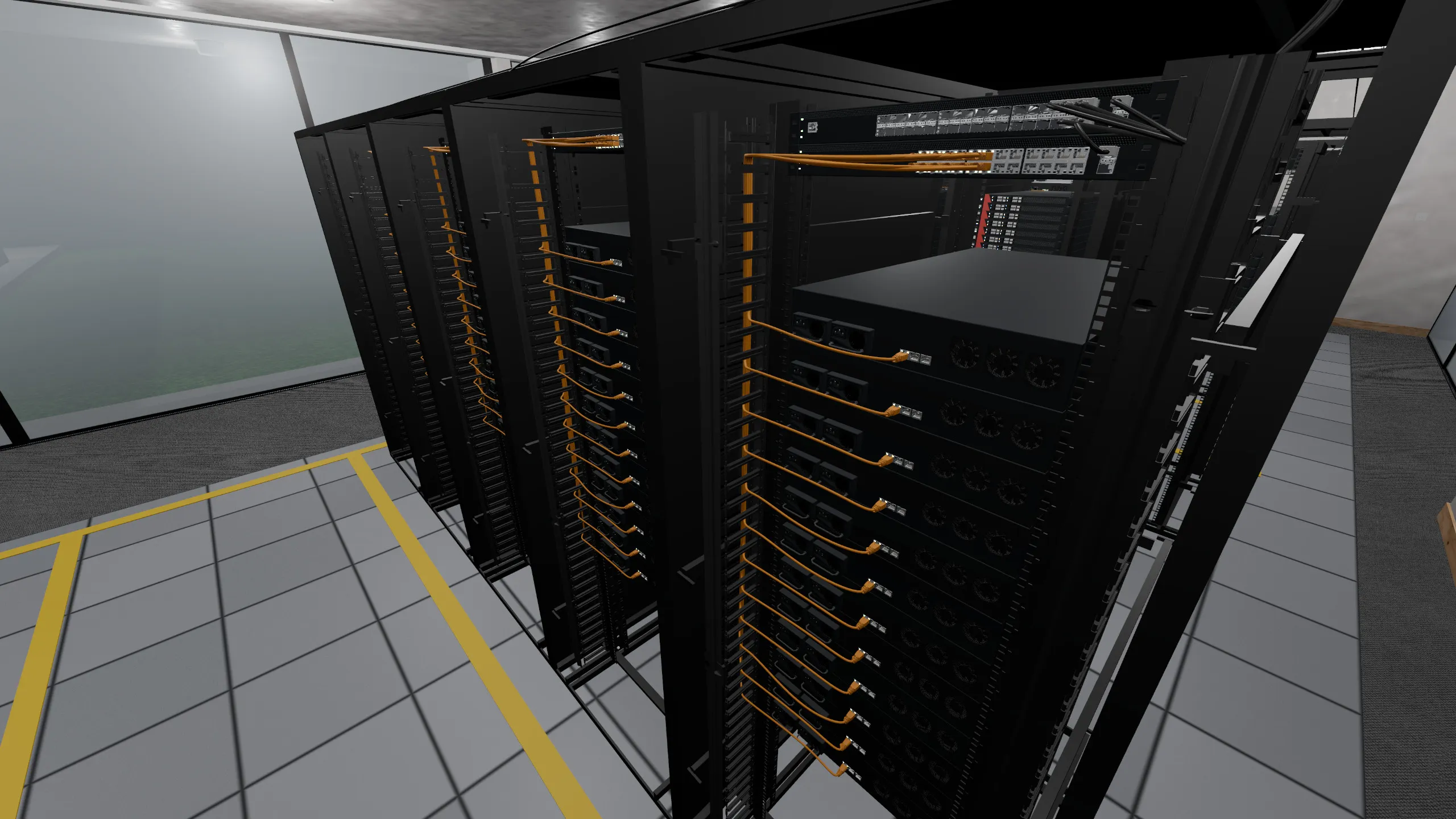 Datacenter rows, every cable run by hand